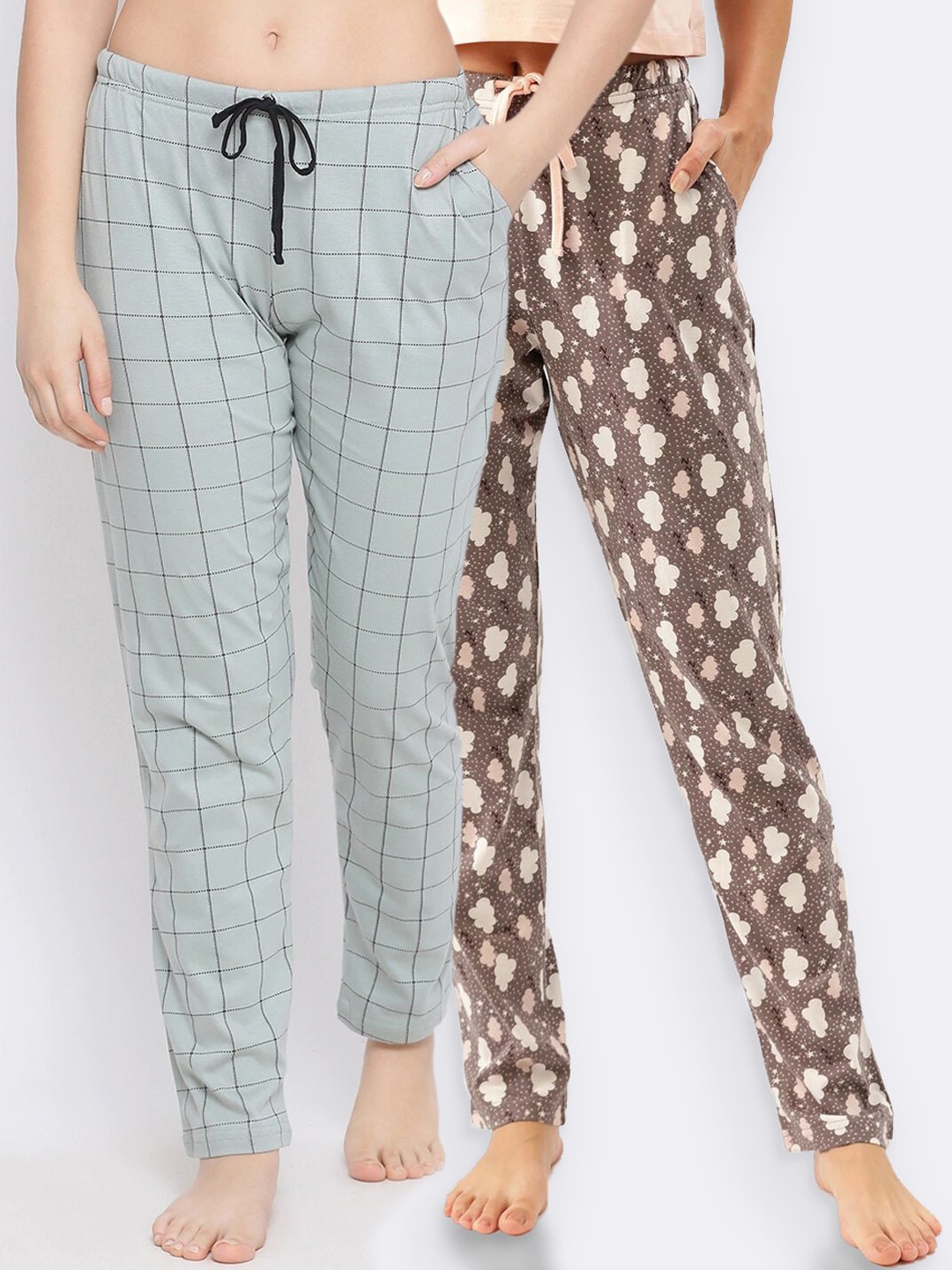 

Kanvin Women Pack of 2 Pure Cotton Lounge Pants, Brown