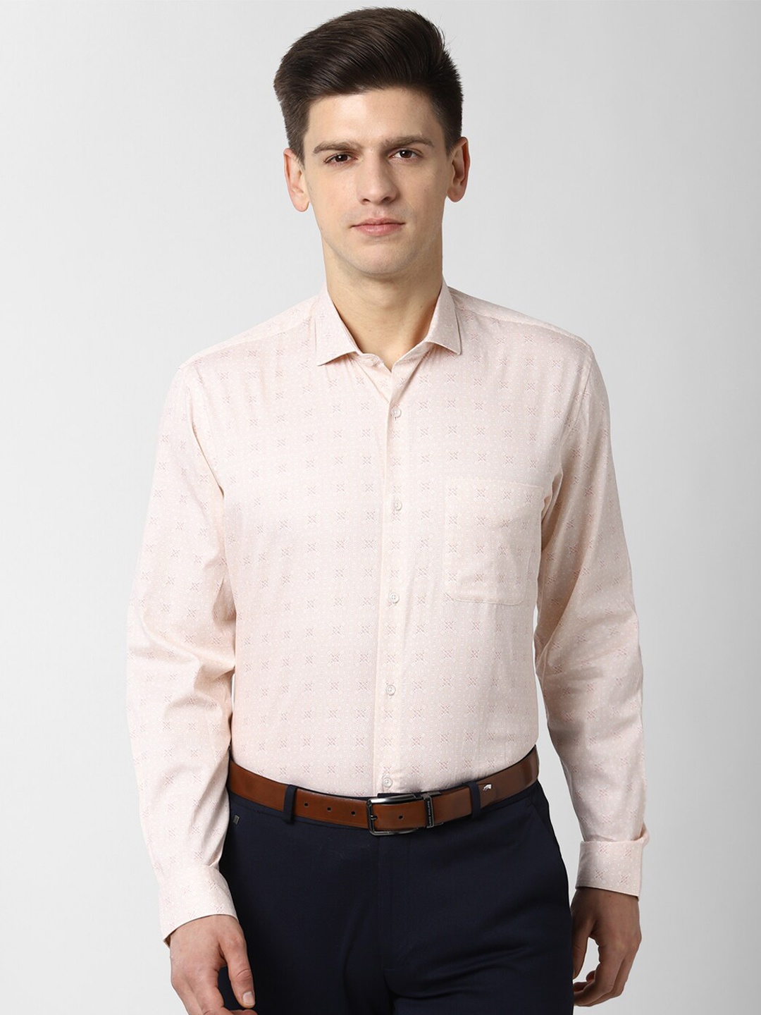 

Peter England Men Pink Regular Fit Printed Formal Shirt