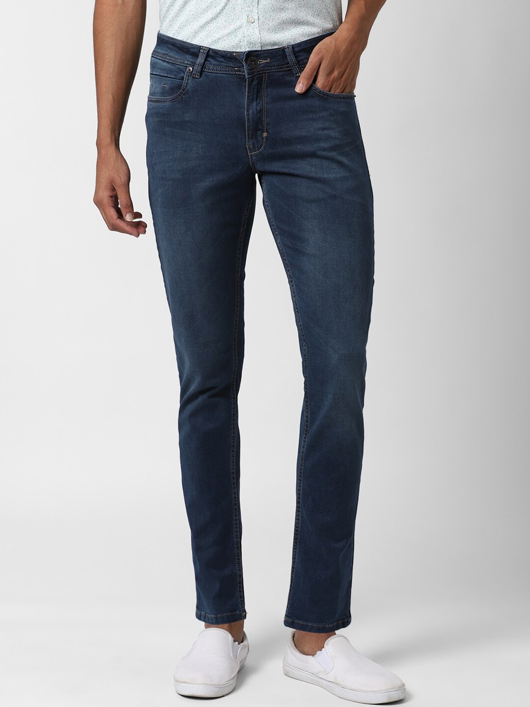 

Peter England Casuals Men Navy Blue Washed Slim Fit Mid-Rise Clean Look Jeans
