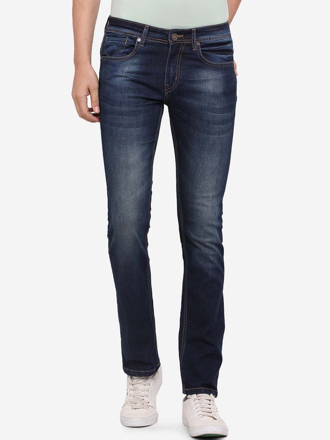 

JADE BLUE Men Navy Blue Washed Slim Fit Mid-Rise Stretchable Jeans