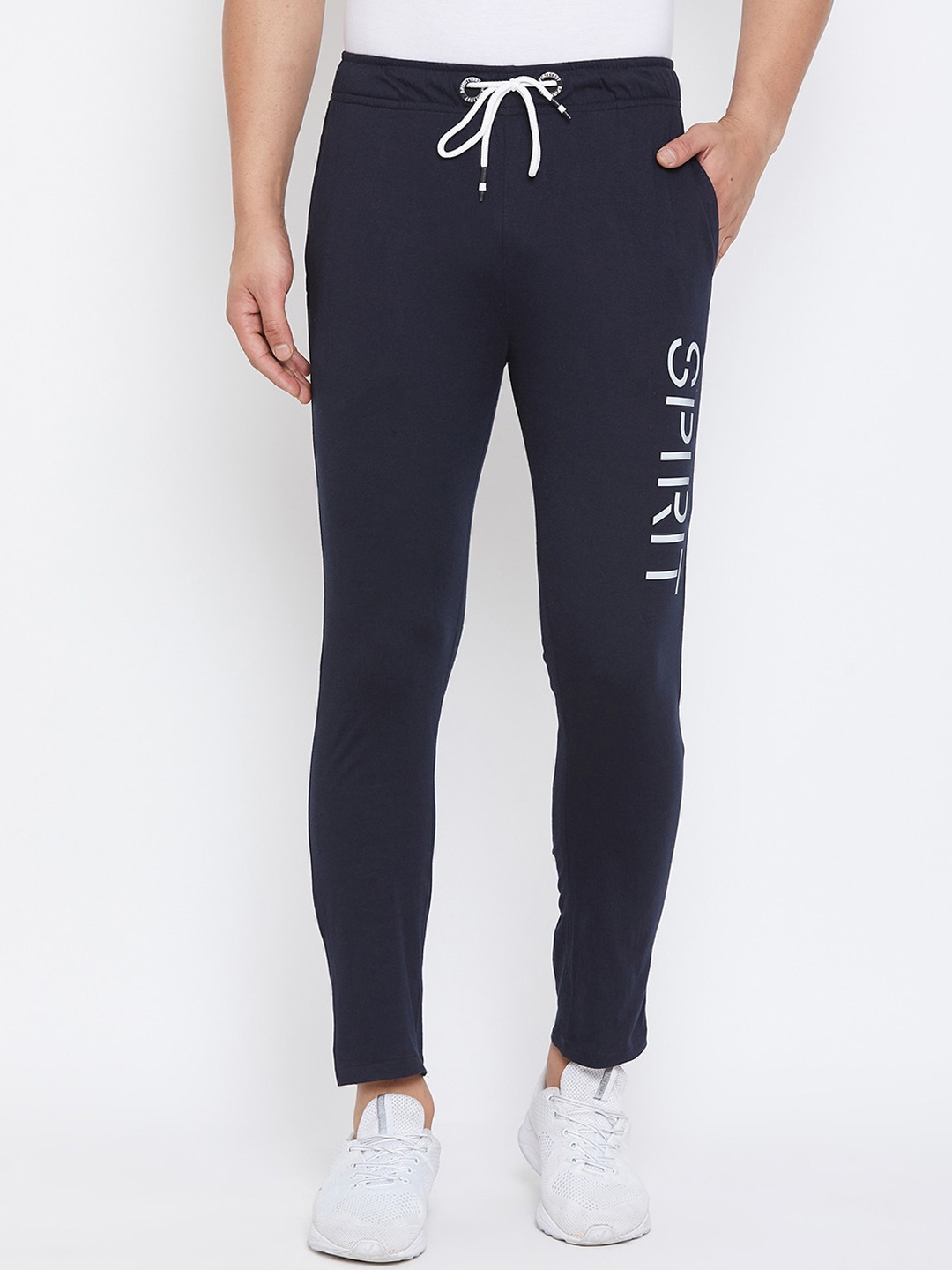 

Spirit Men Navy Blue Printed Cotton Track Pants
