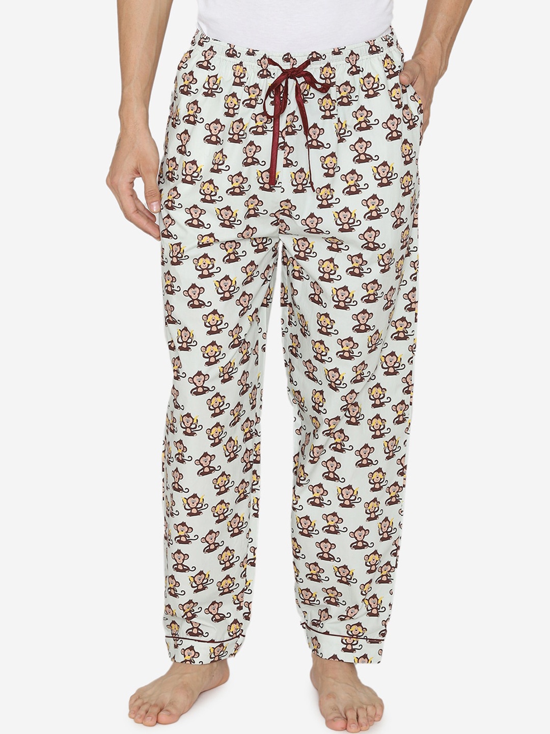 

Fluffalump Men Green Printed Cotton Lounge Pants