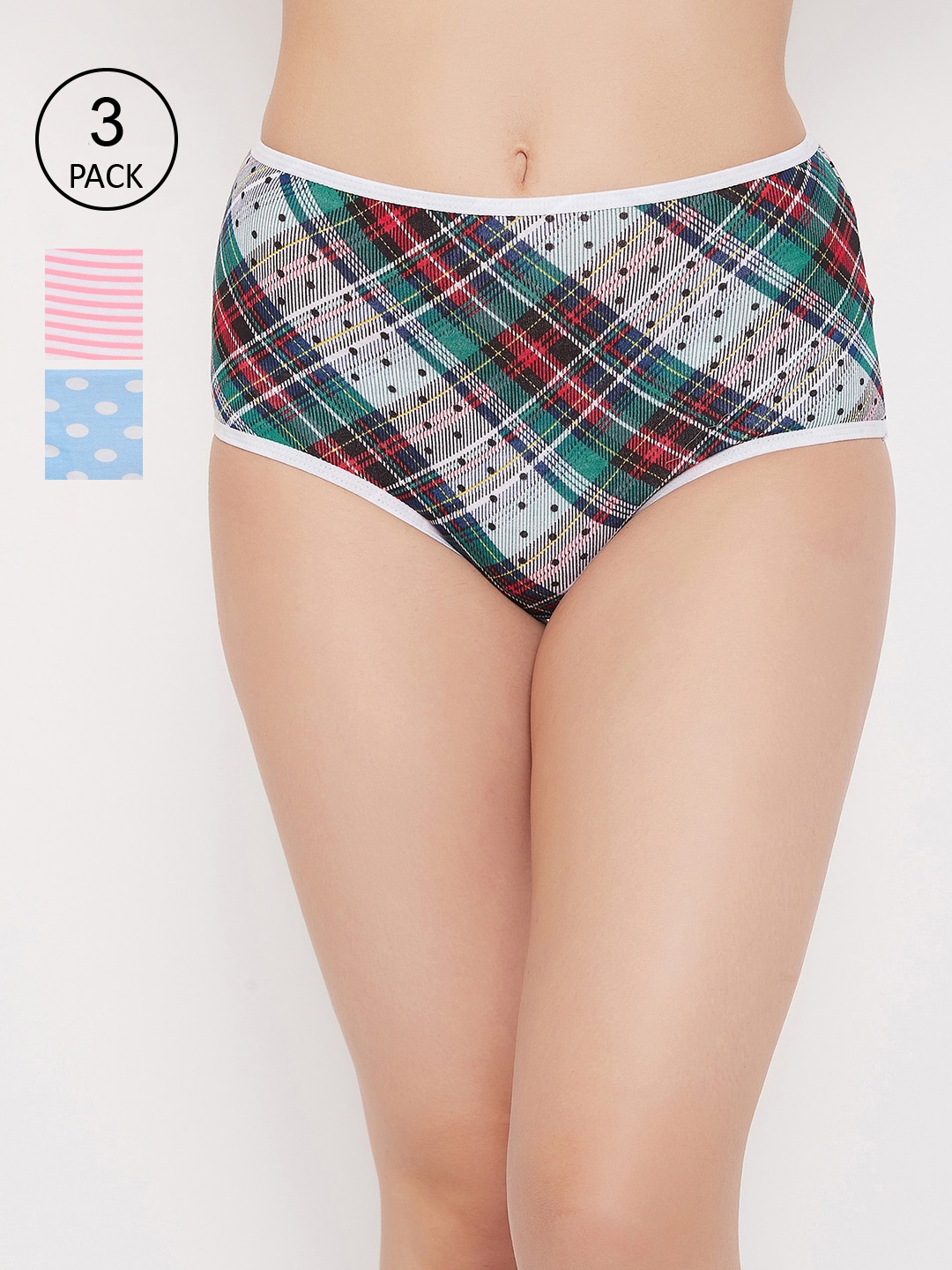 

Clovia Women Pack of 3 Assorted Hipster Briefs COMPN1080S