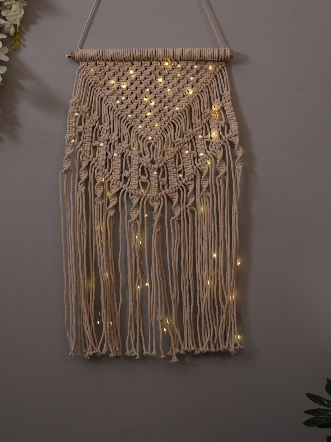 

Homesake Beige Bohemian Hand-Made Macrame Hanging Tapestry Tassel Wall Decor