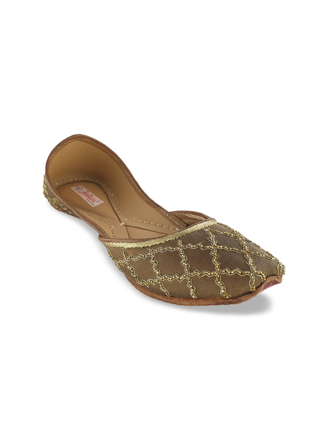 

Fulkari Women Brown Solid Leather Mojaris