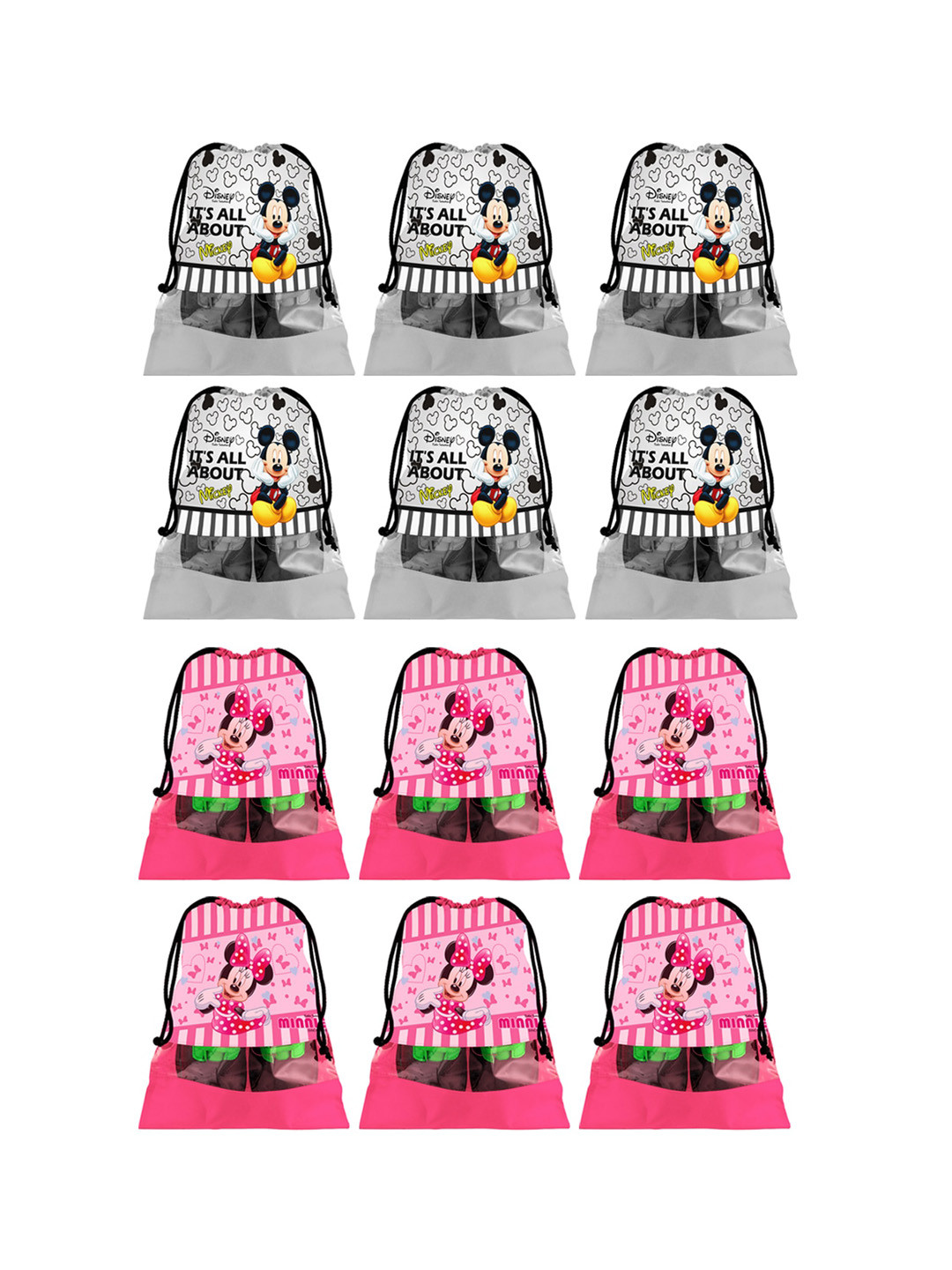 

Kuber Industries Grey & Pink Set Of 12 Disney Printed Dust-Proof Shoe Organisers