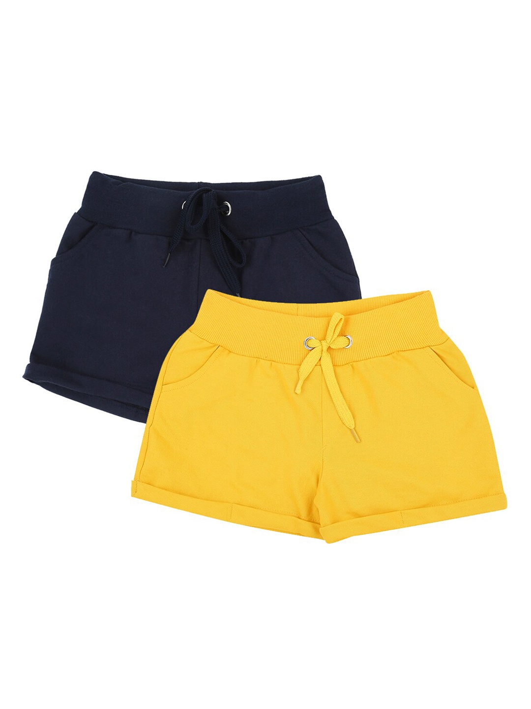 

RAINE AND JAINE Girls Pack Of 2 Solid Regular Fit Regular Shorts, Navy blue