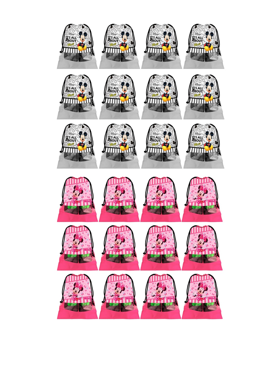 Kuber Industries Grey & Pink Set Of 24 Disney Printed Dust-Proof Shoe Organisers