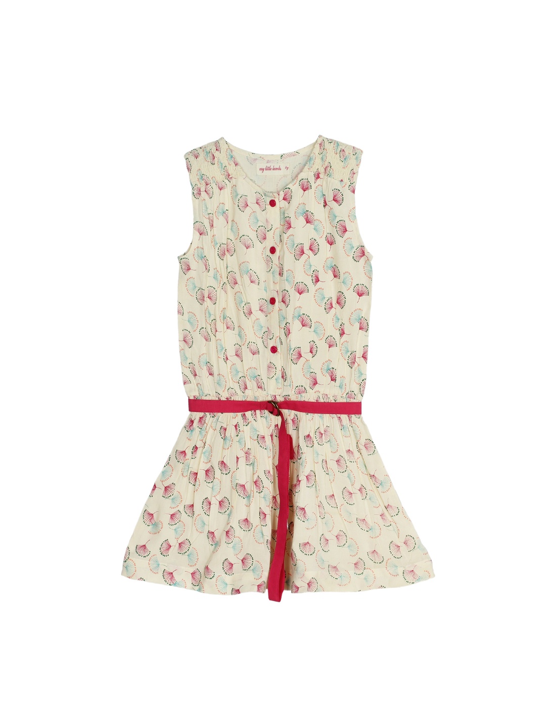

My Little Lambs Girls Beige Printed Drop-Waist Dress