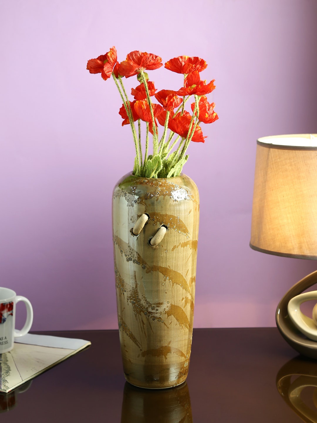 

Aapno Rajasthan Unisex Brown Abstract Ceramic Flower Vase