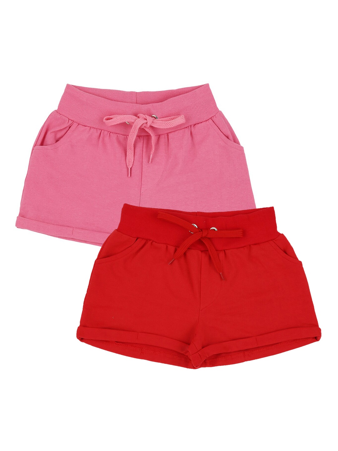 

RAINE AND JAINE Girls Pack Of 2 Solid Regular Fit Regular Shorts, Red