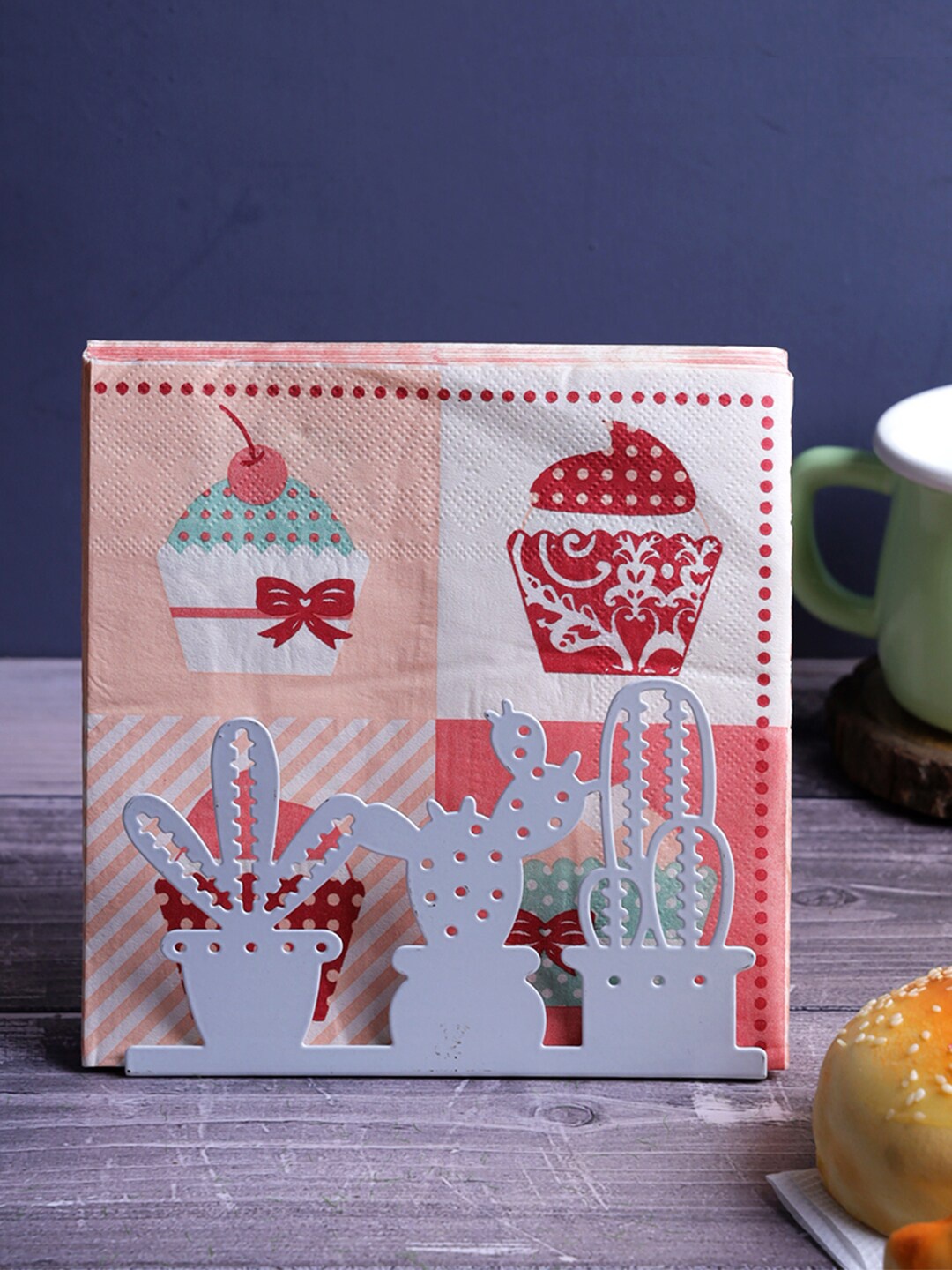

A Vintage Affair- Home Decor Unisex White Solid Cactus Garden Napkin Organizer