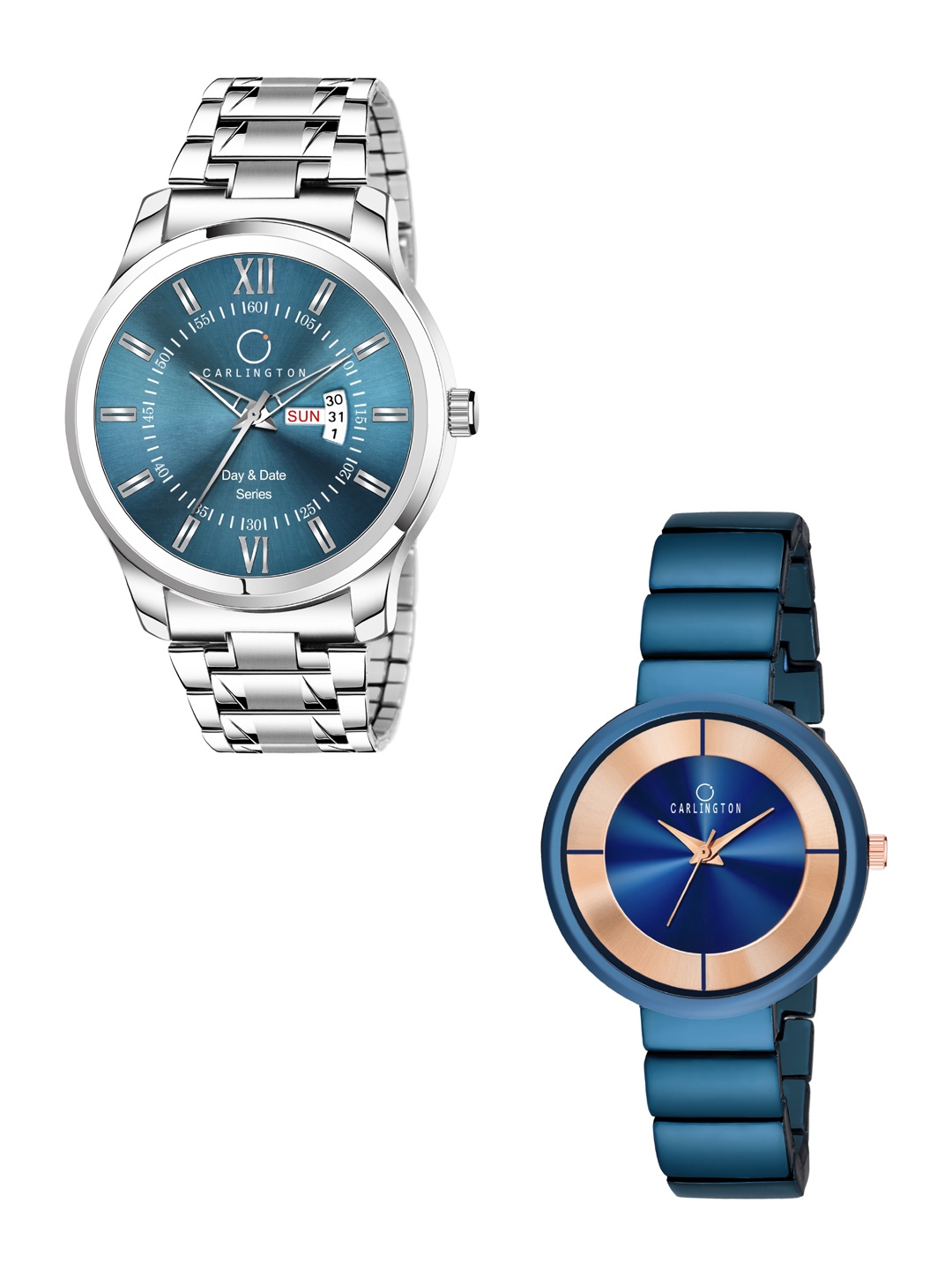 

CARLINGTON His & Her Blue Analogue Watch Gift Set