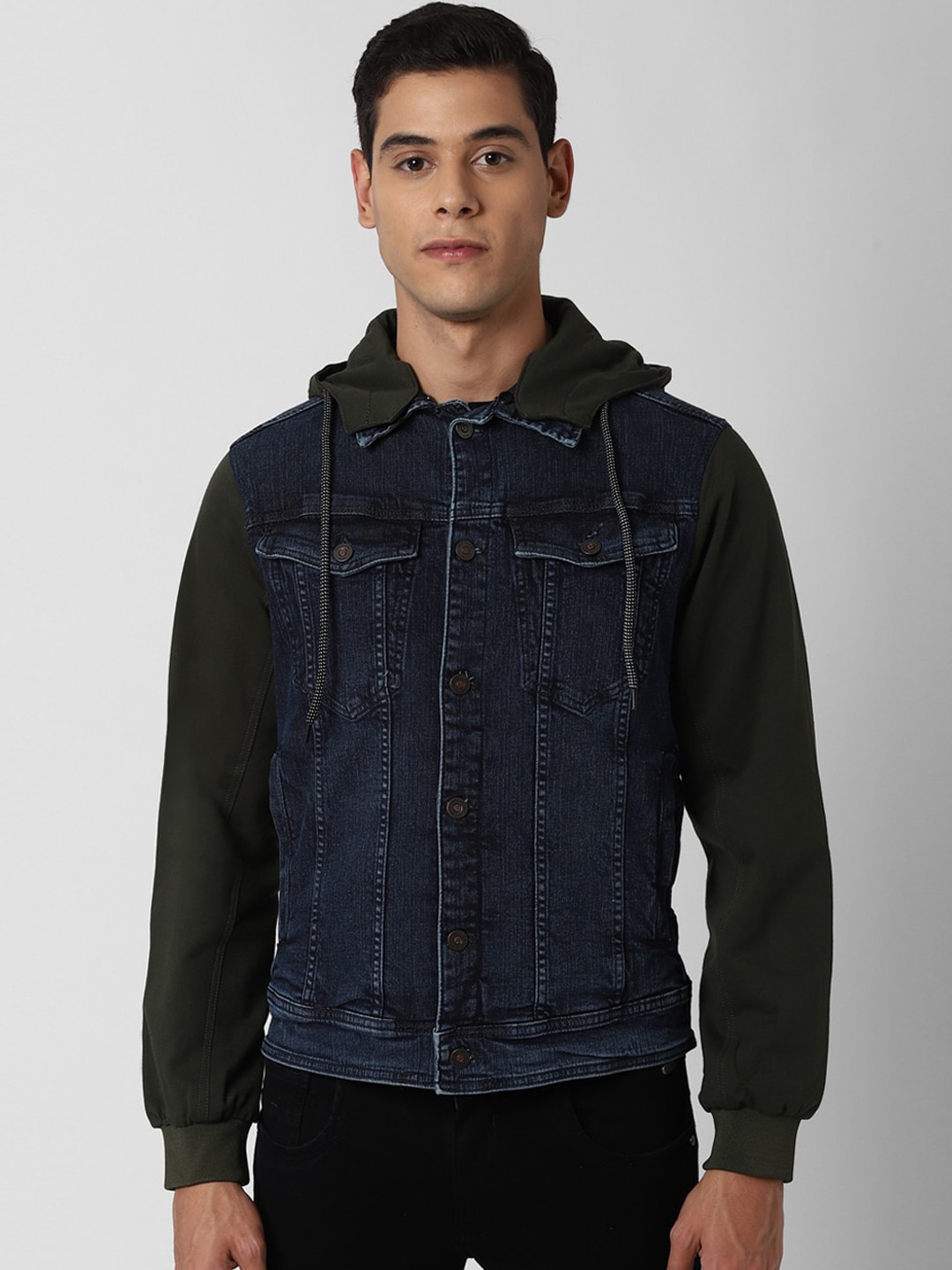 

Peter England Casuals Men Navy Blue Solid Denim Jacket