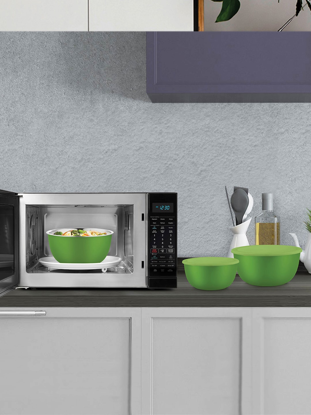 

Jensons Green Set of 3 Stainless Steel Microwave Safe Food Containers