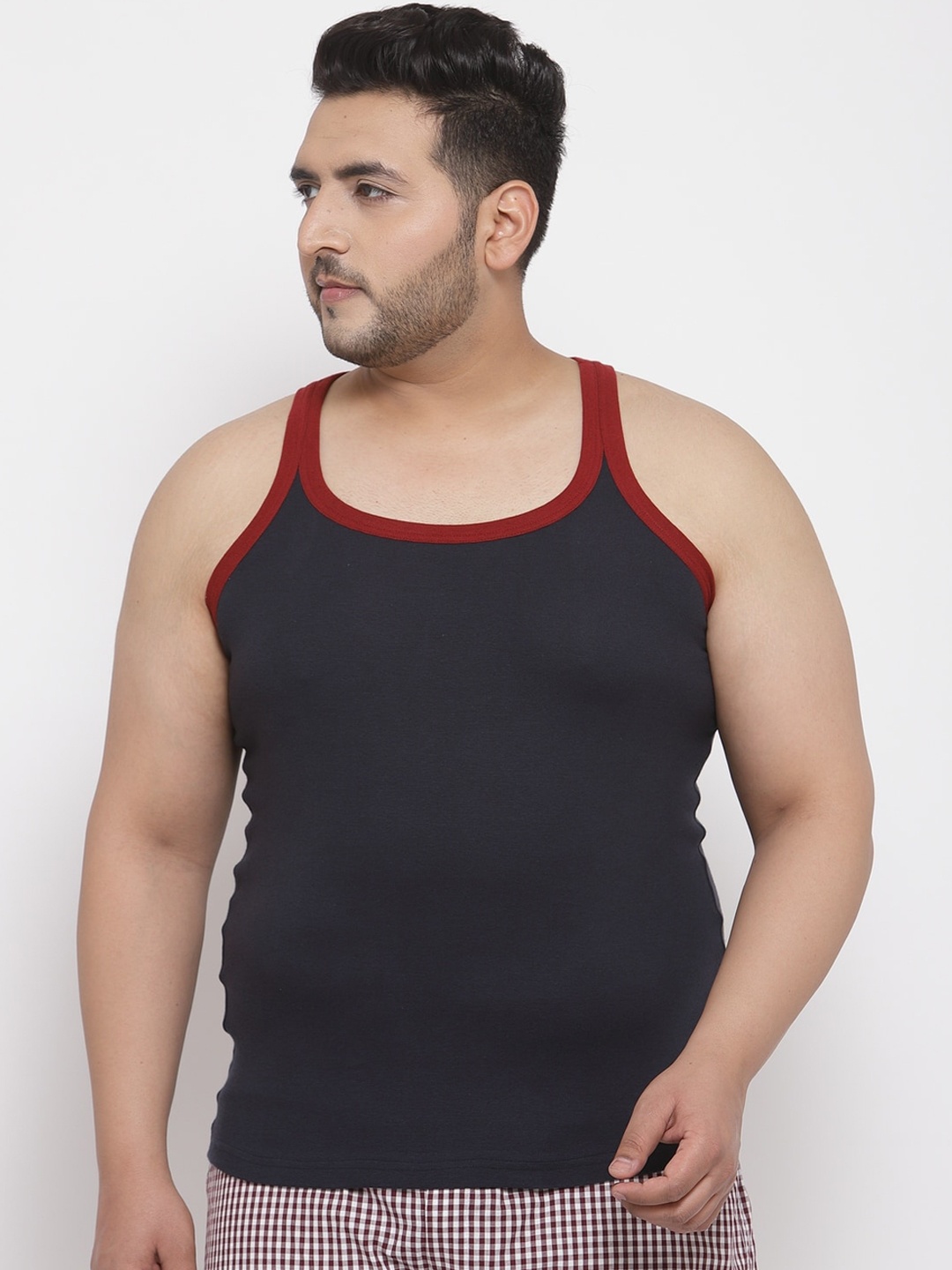 

plusS Men Navy Blue Solid Tank Innerwear Vest