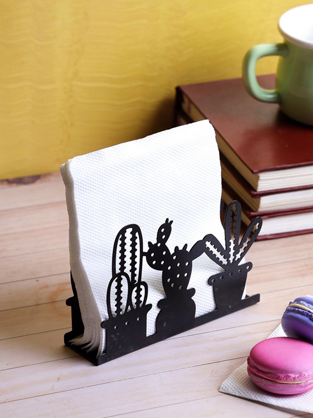 

A Vintage Affair- Home Decor Black Cactus Garden Napkin Organizer
