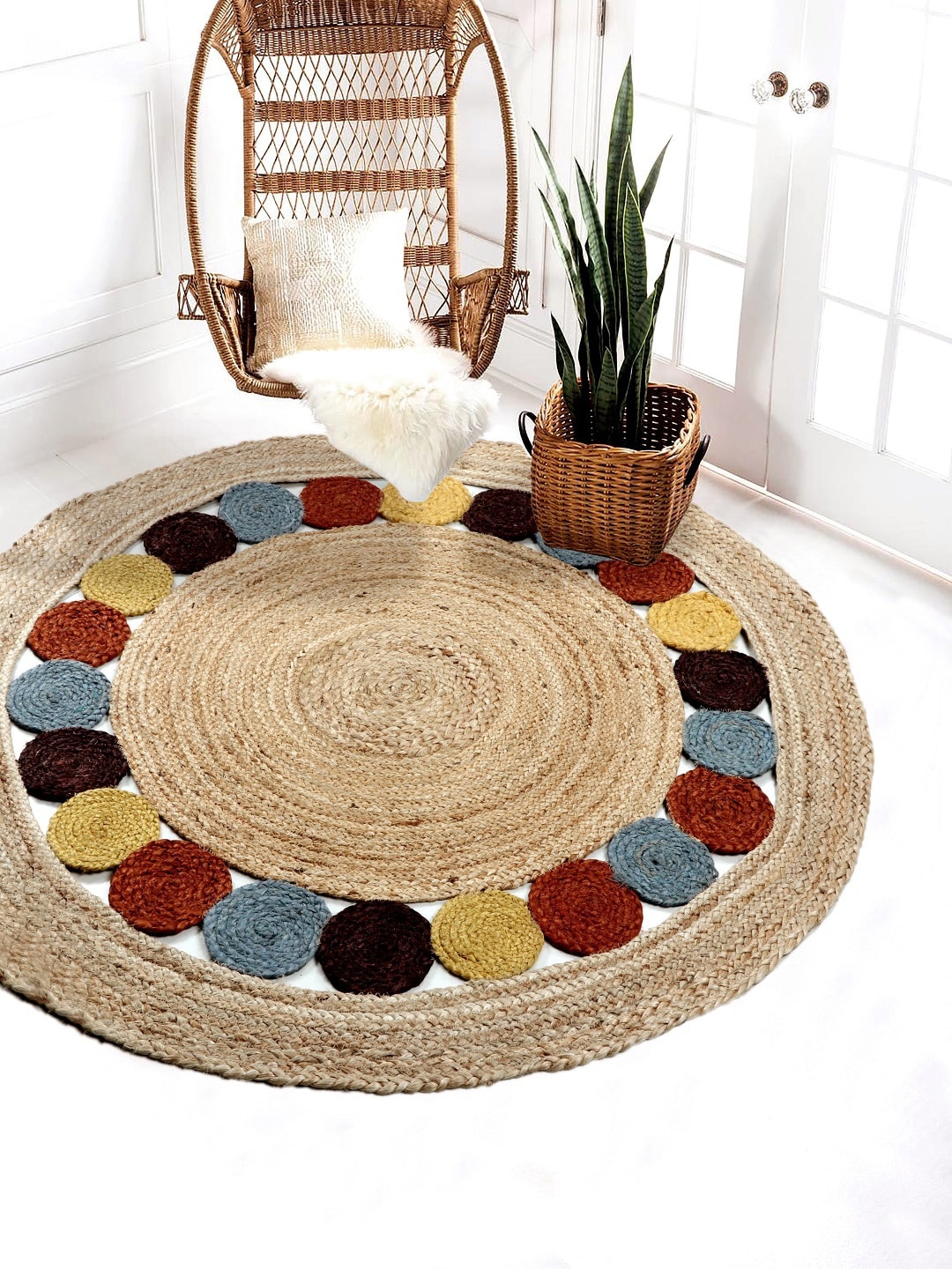 

BELLA TRUE Beige & Blue Solid Water-Resistant Floor Mat