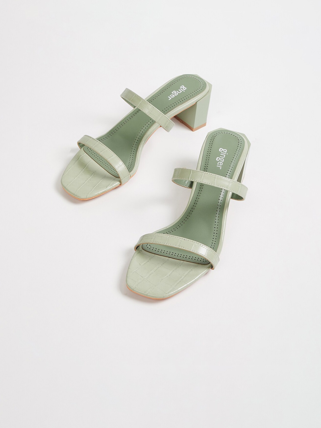 

Ginger by Lifestyle Women Olive Green Textured Sandals