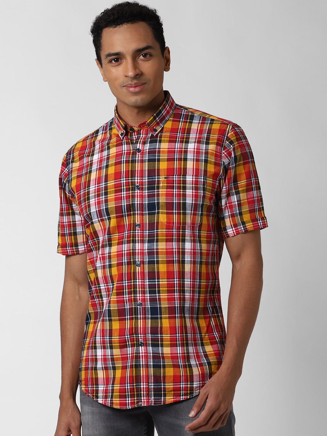 

Peter England Casuals Men Multicoloured Slim Fit Checked Casual Shirt, Multi