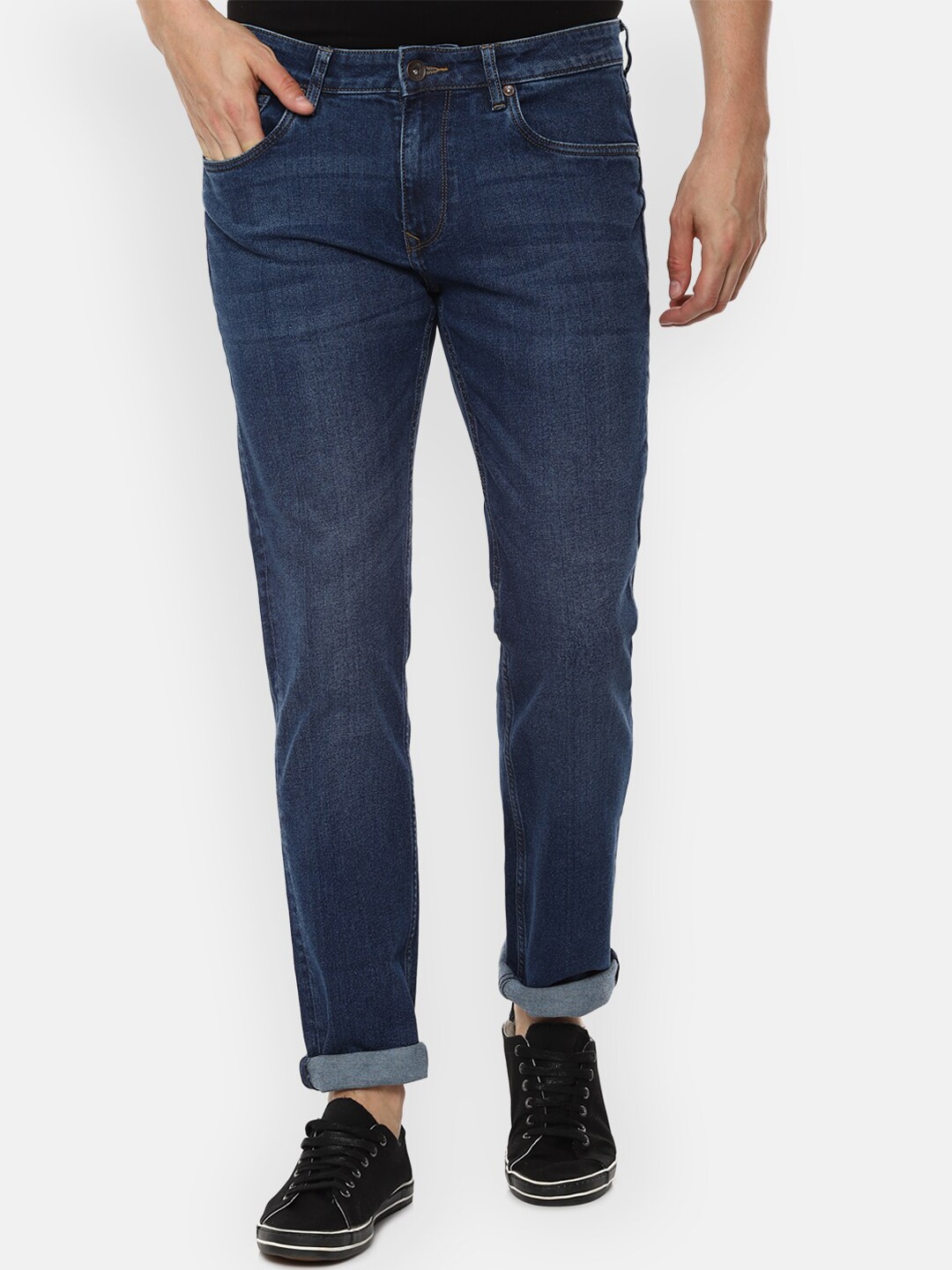 

Louis Philippe Jeans Men Navy Blue Slim Fit Mid-Rise Clean Look Stretchable Jeans