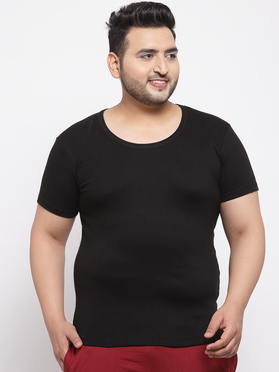 

plusS Men Black Solid Innerwear Vest