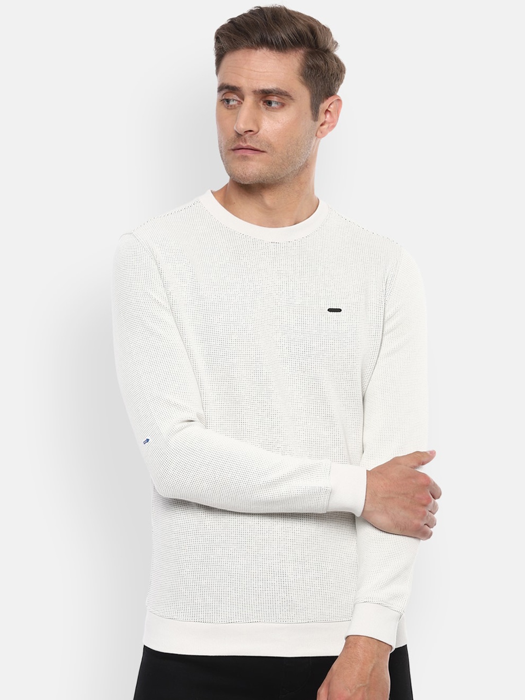 Van Heusen Sport Men White Solid Sweatshirt
