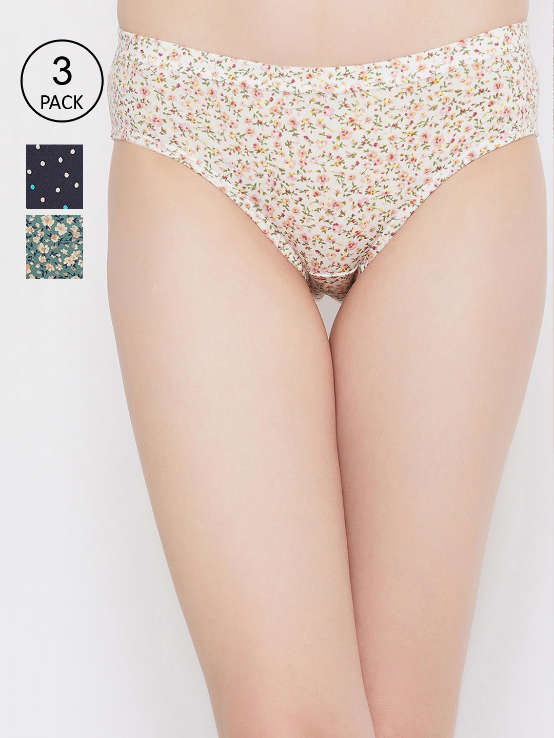 

Clovia Women Pack Of 3 Assorted Hipster Briefs-COMPN1082S