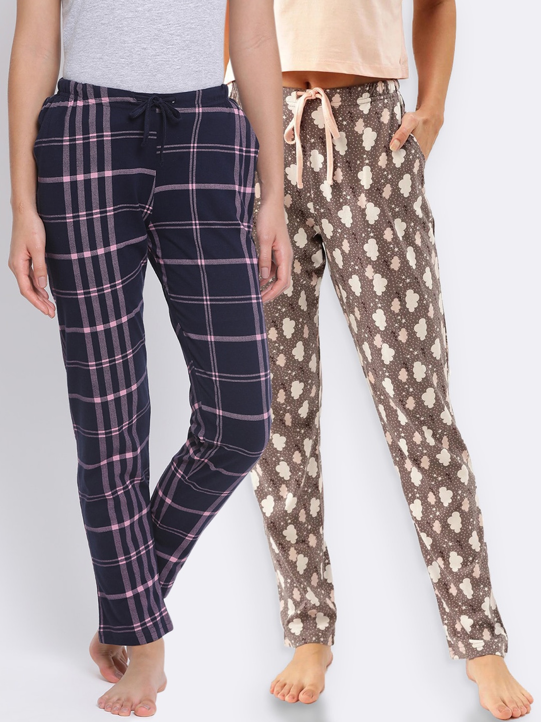 

Kanvin Women Pack of 2 Pure Cotton Lounge Pants, Brown