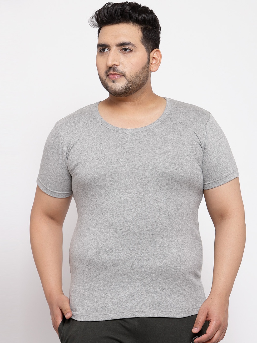 

plusS Men Grey Solid Innerwear Vest