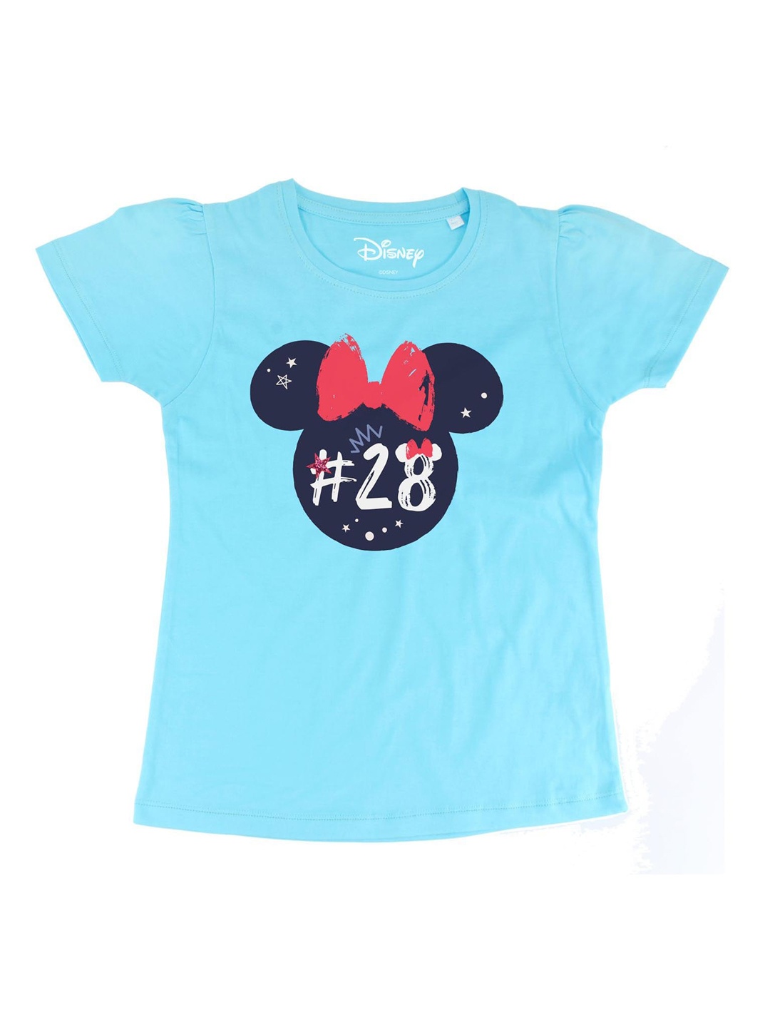 

Minnie Girls Blue Printed Round Neck T-shirt