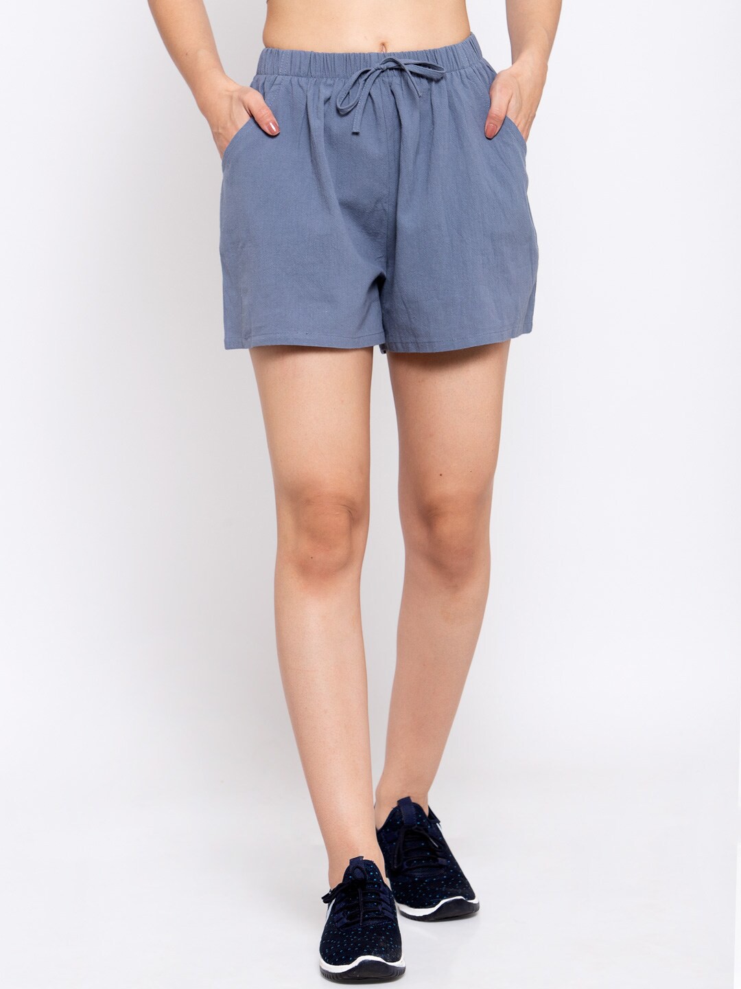 

iki chic Women Navy Blue Solid Regular Fit Sports Shorts