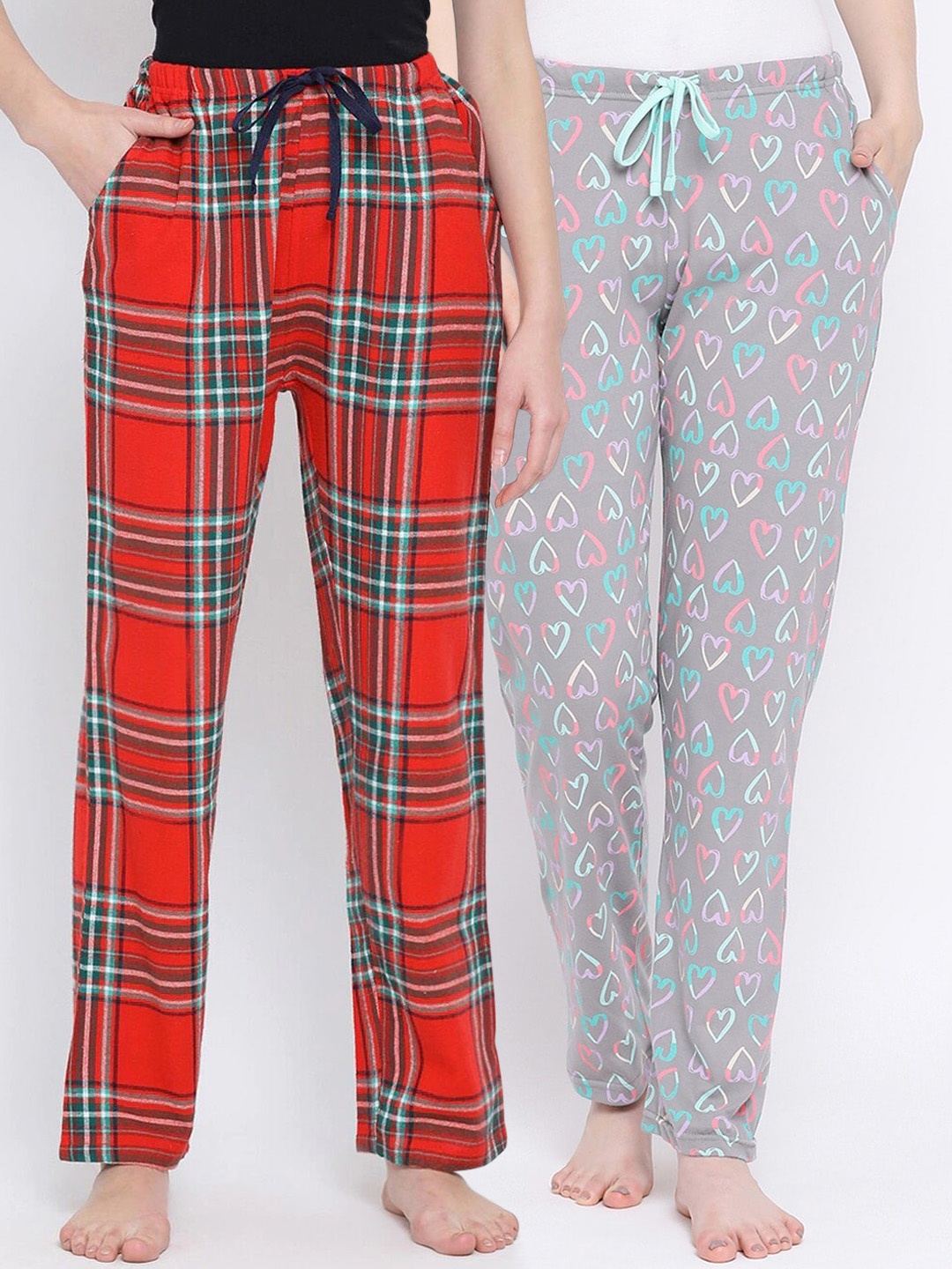 

Kanvin Women Pack of 2 Pure Cotton Lounge Pants, Grey