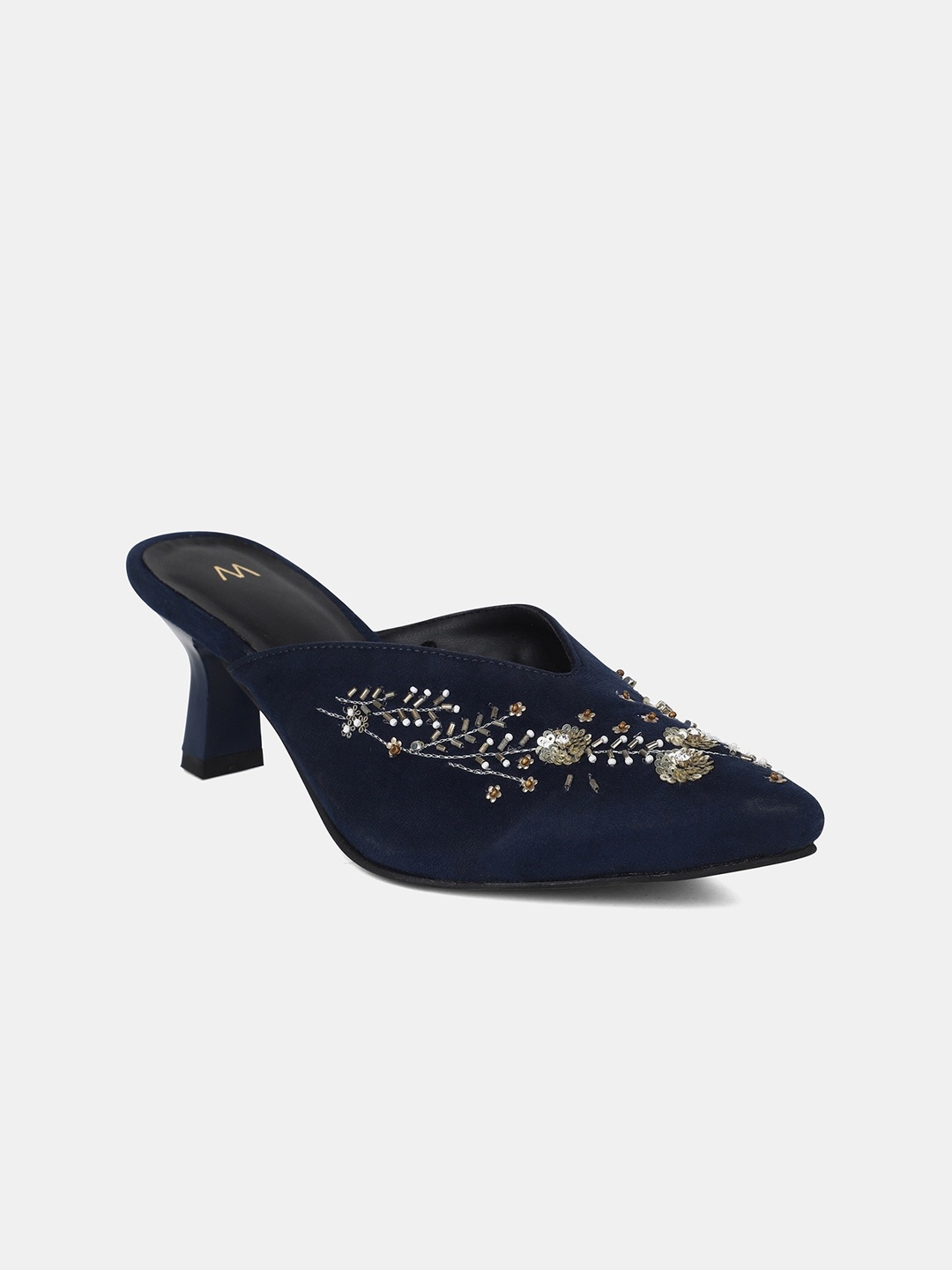 

W The Folksong Collection Women Navy Blue Embellished Mules