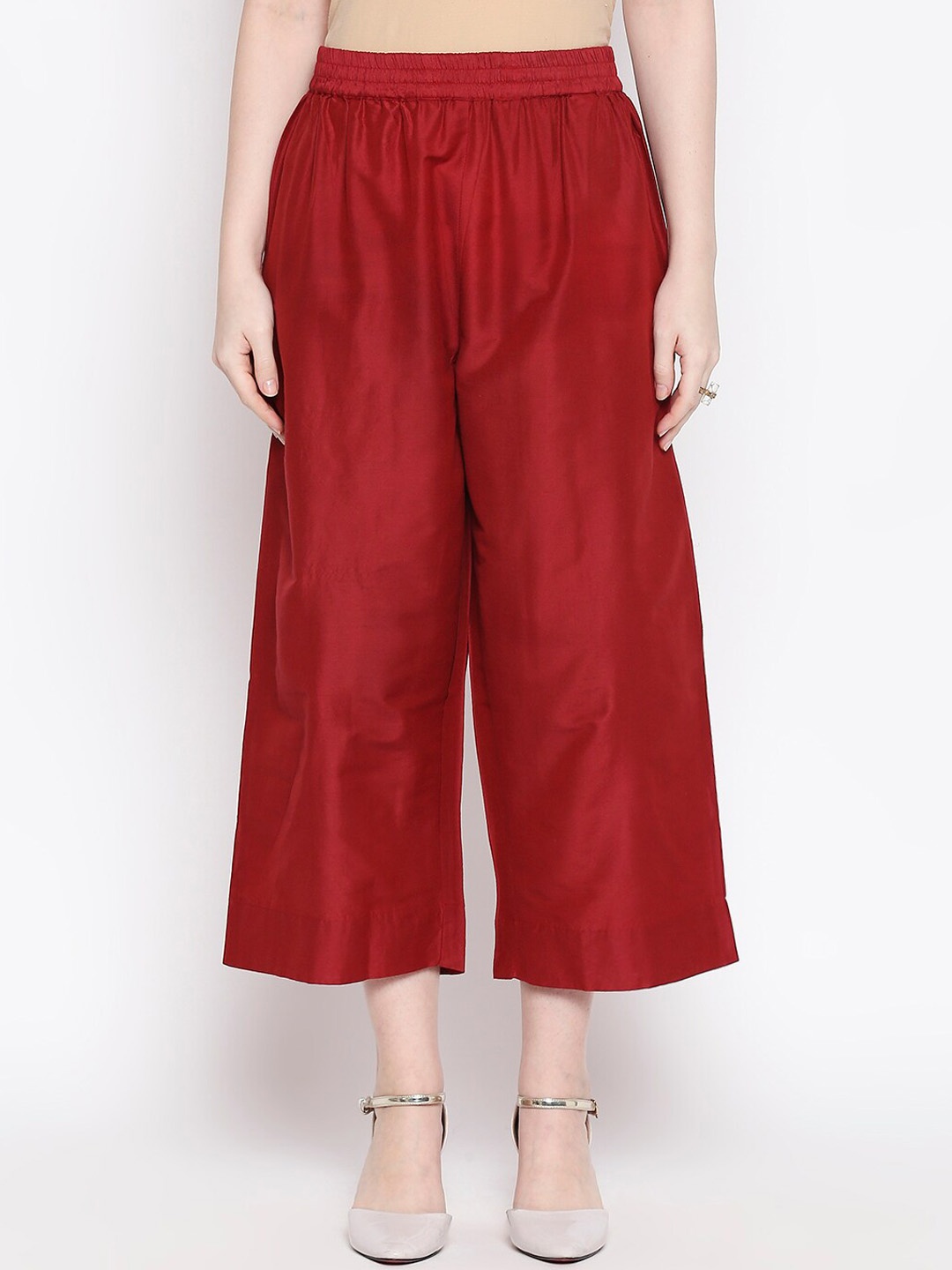 

RANGMANCH BY PANTALOONS Women Maroon Regular Fit Solid Culottes