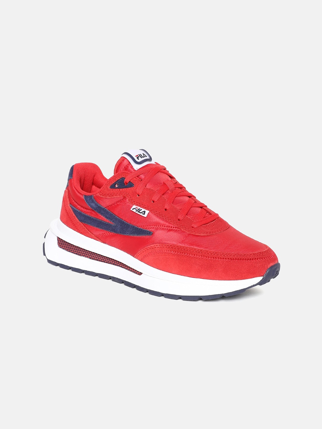 

FILA Men Red & Navy Blue Colourblocked Leather Sneakers Casual Shoes