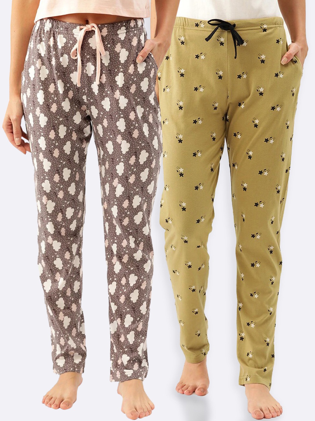 

Kanvin Women Pack of 2 Printed Lounge Pants, Brown