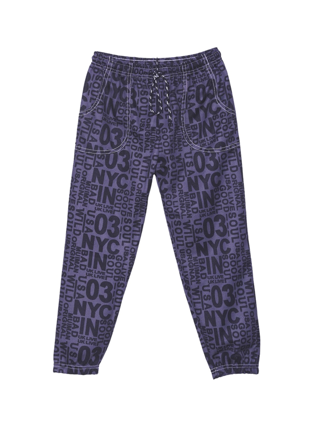 

SWEET ANGEL Boys Blue Printed Straight-Fit Joggers