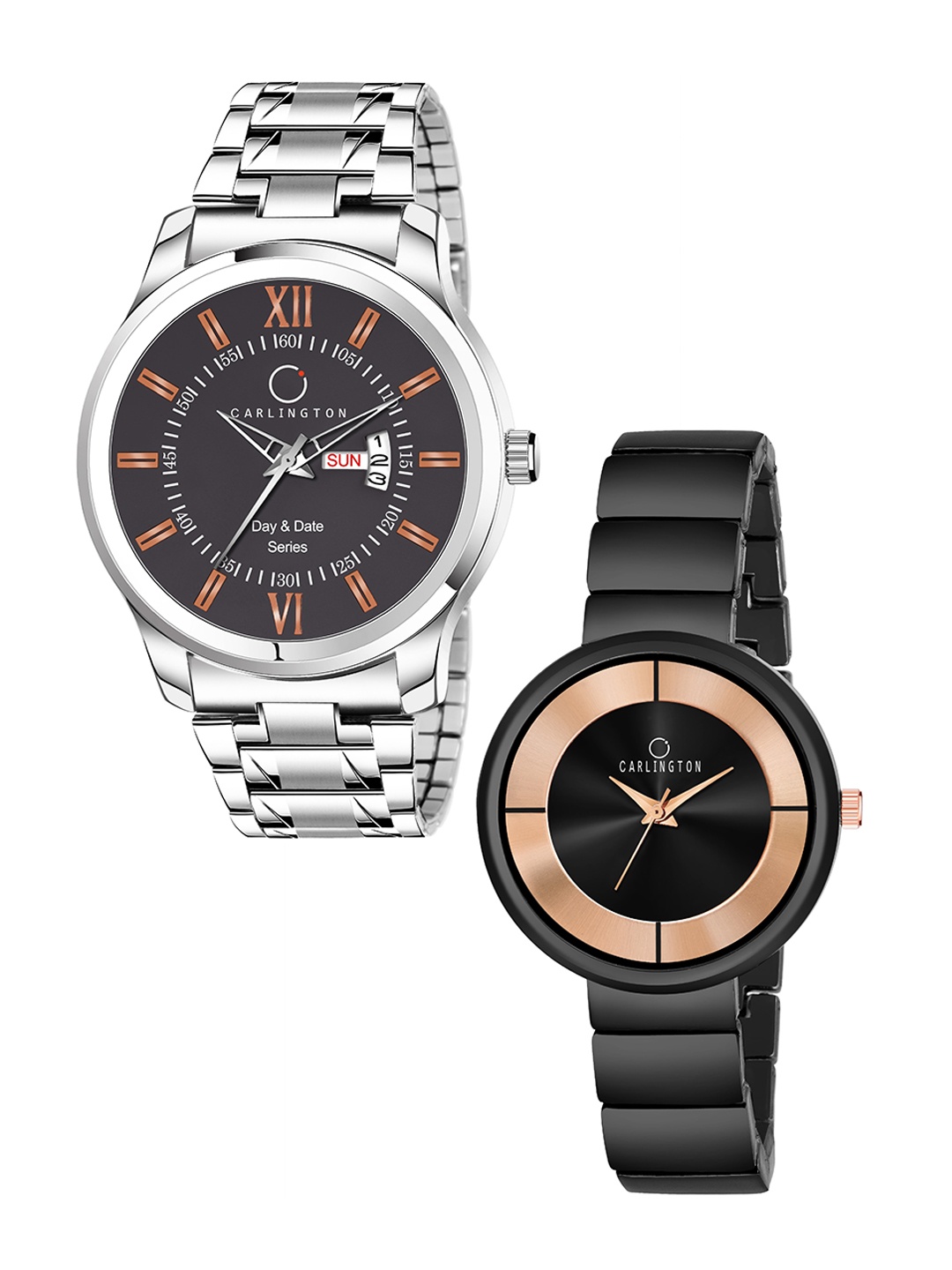 

CARLINGTON His & Her Black Analogue Watch Gift Set