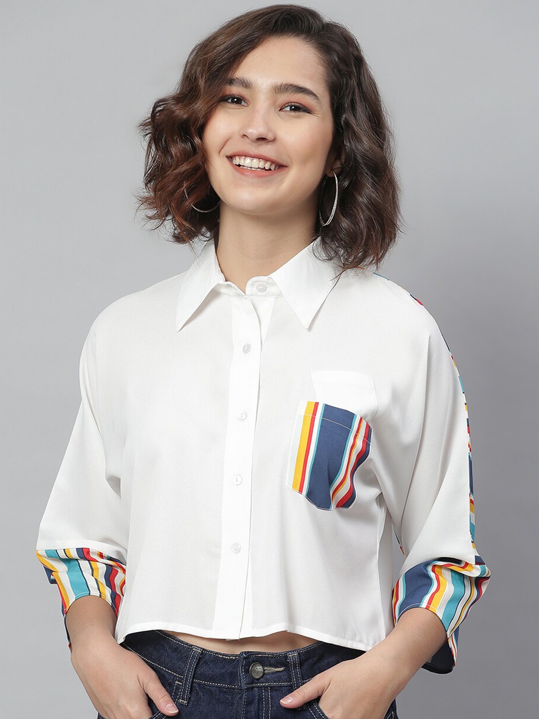 KASSUALLY Women Multicoloured Boxy Solid Casual Shirt, Multi