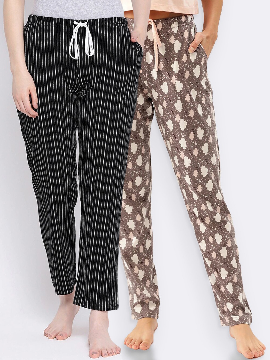 

Kanvin Women Pack of 2 Pure Cotton Lounge Pants, Brown