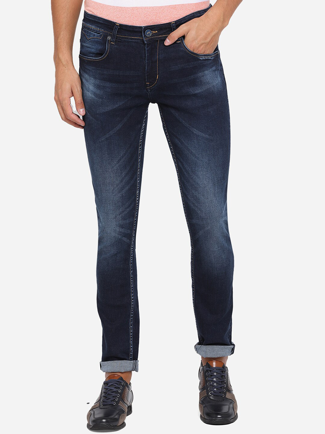 

JADE BLUE Men Navy Blue Slim Fit Mid-Rise Clean Look Stretchable Jeans