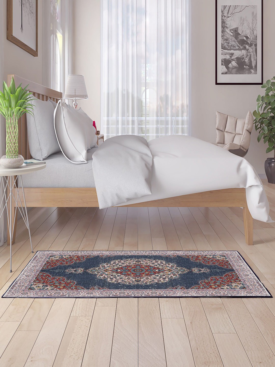 

Status Red & Blue Printed Rectangular Bed Runner
