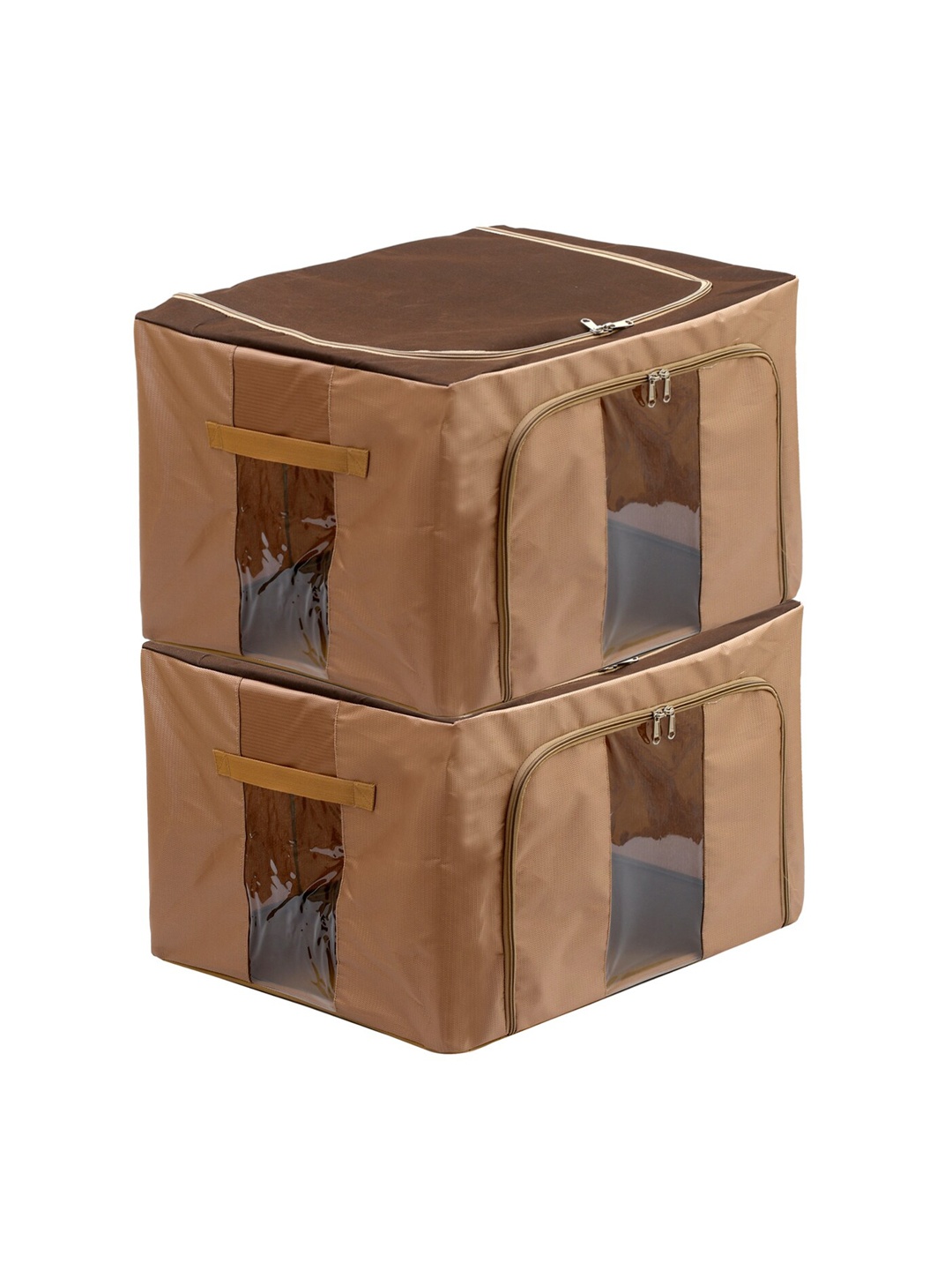 Kuber Industries Set Of 2 Brown Solid Wardrobe Organizers