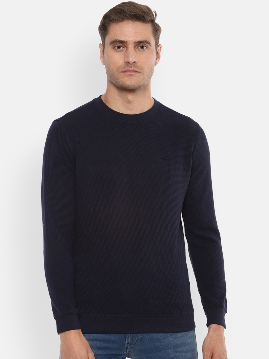 

Van Heusen Sport Men Navy Blue Solid Sweatshirt