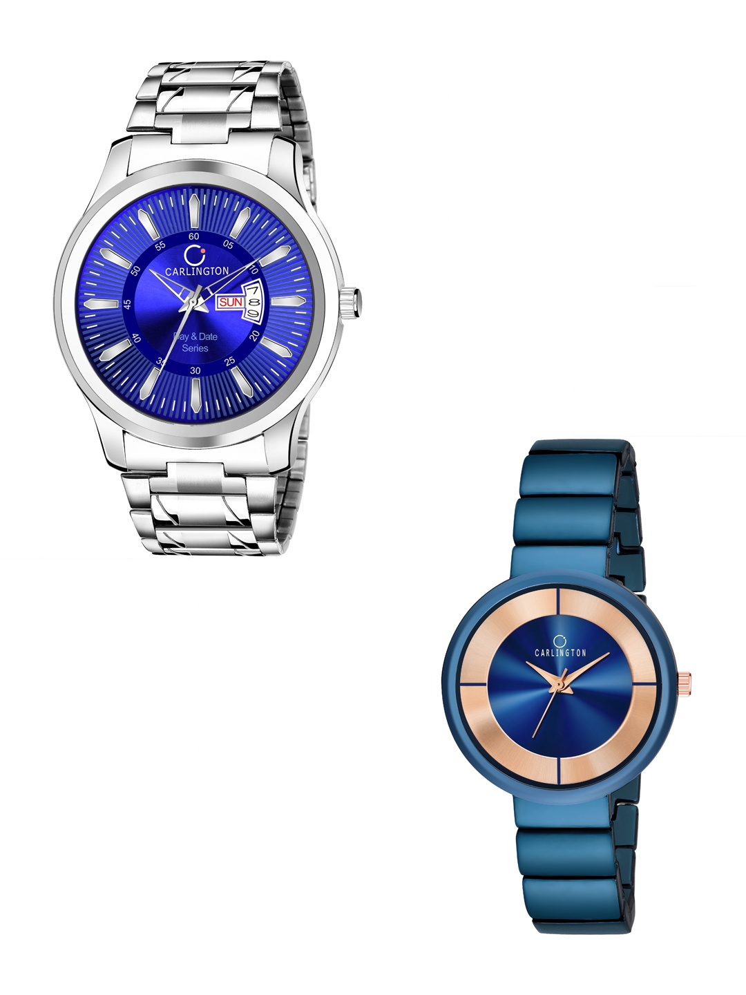 

CARLINGTON His & Her Blue Analogue Watch Gift Set