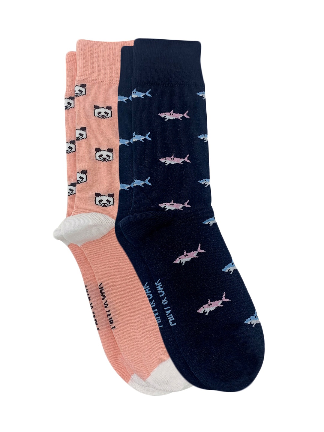 

Mint and Oak Men Pack Of 2 Patterned Calf length Socks, Navy blue