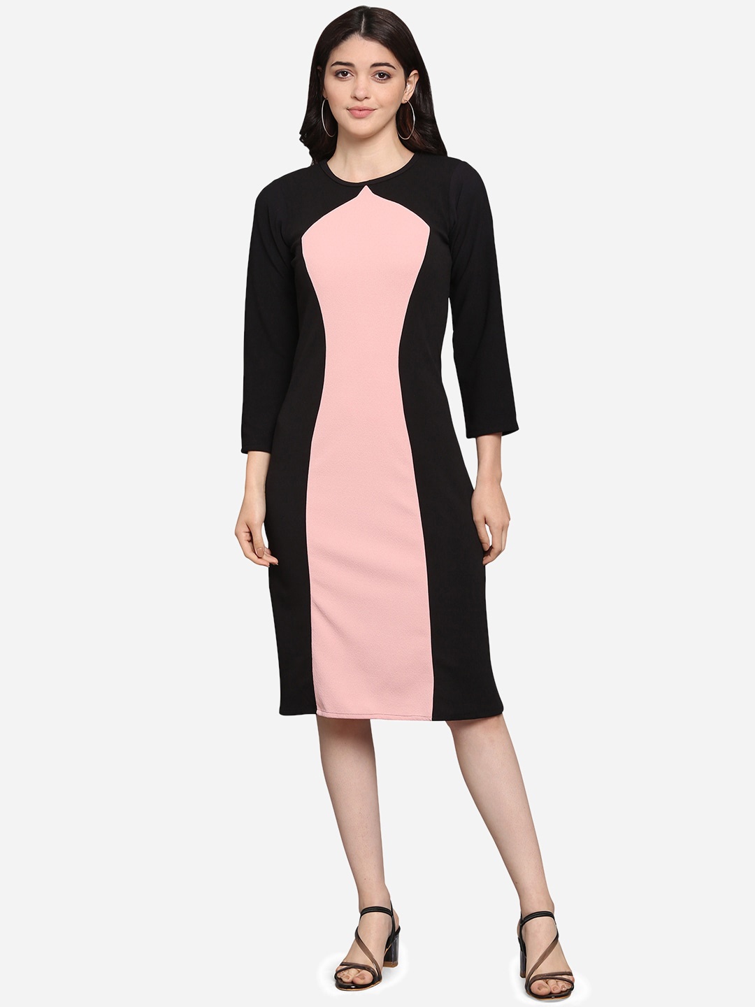 

PURVAJA Women Pink Colourblocked Sheath Dress