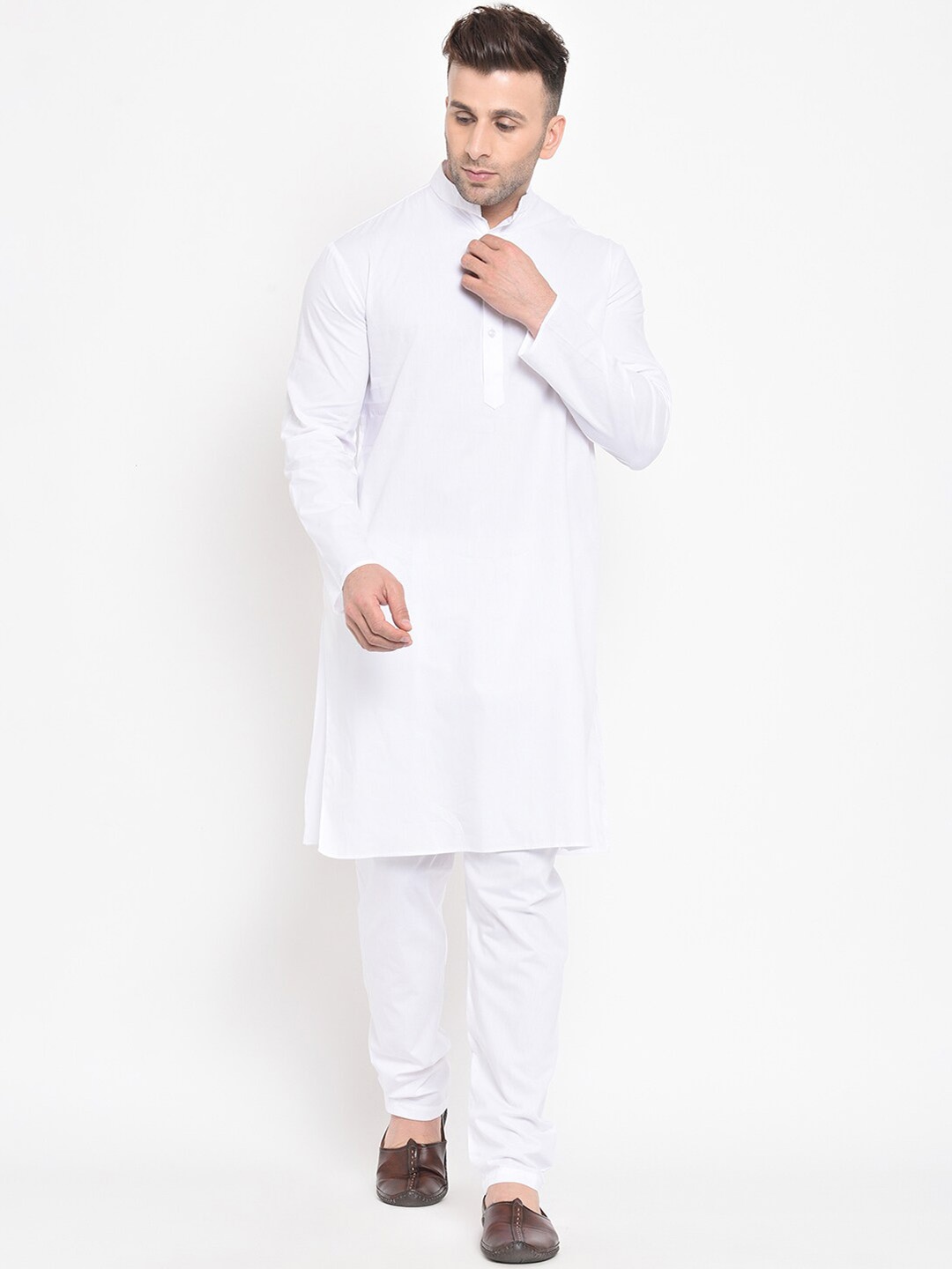 

Hangup Men Solid White Kurta