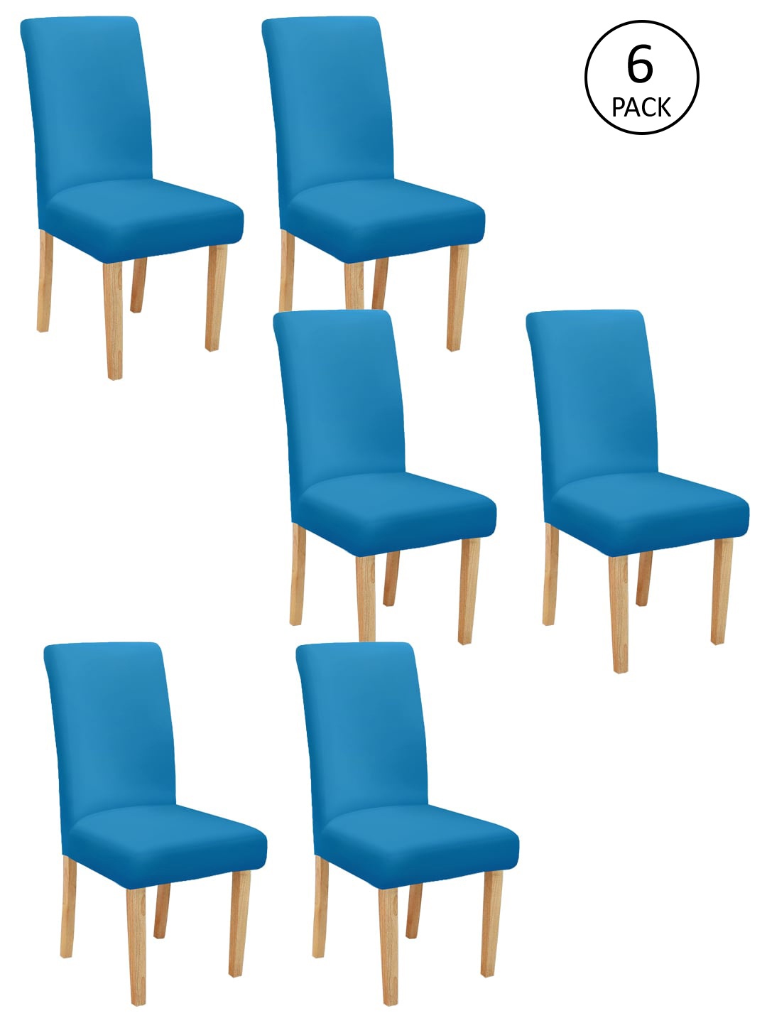 

Cortina Set Of 6 Blue Solid Chair Covers
